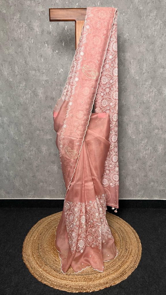 SILK ORGANZA EMBROIDERY SAREE