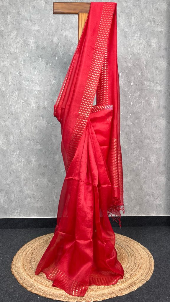 KORA MUSLIN SEQUENCE EMBROIDERY SAREE