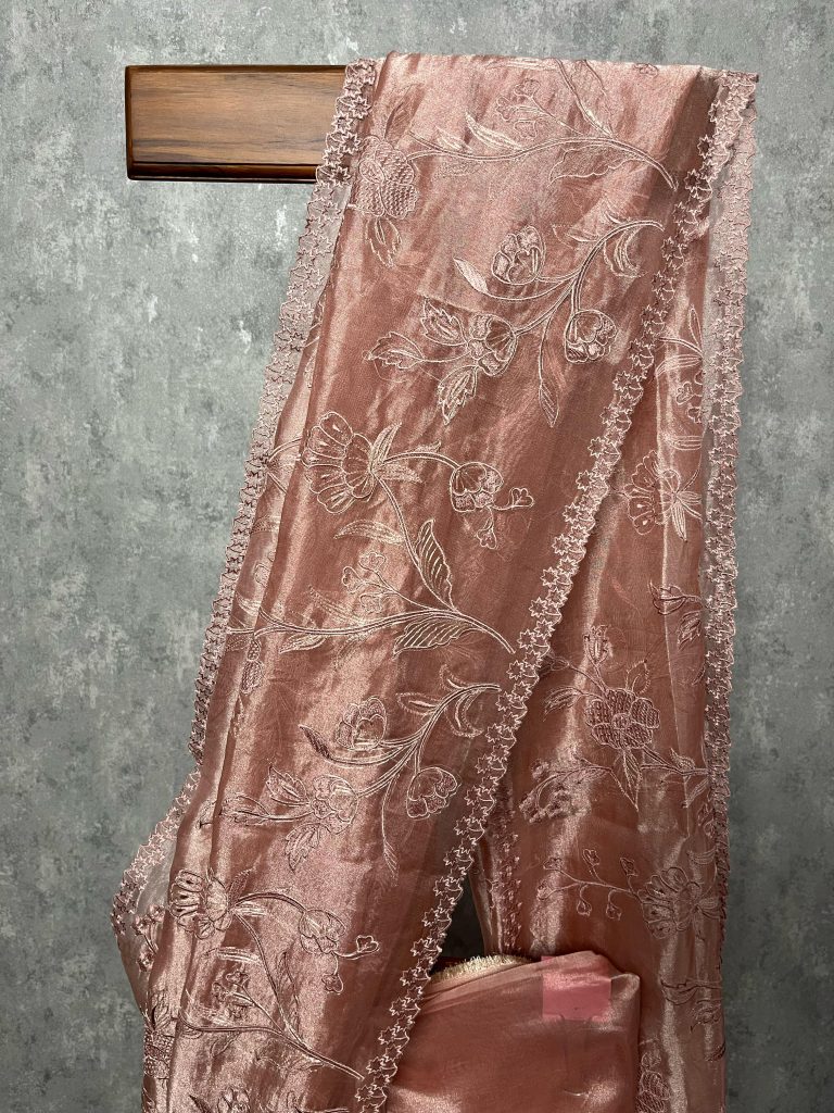 SILK TISSUE ORGANZA APPLIQUE SAREE - Image 3