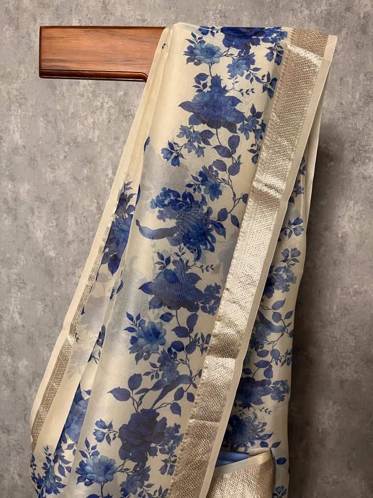 SILK ORGANZA PRINTED SAREE - Image 2