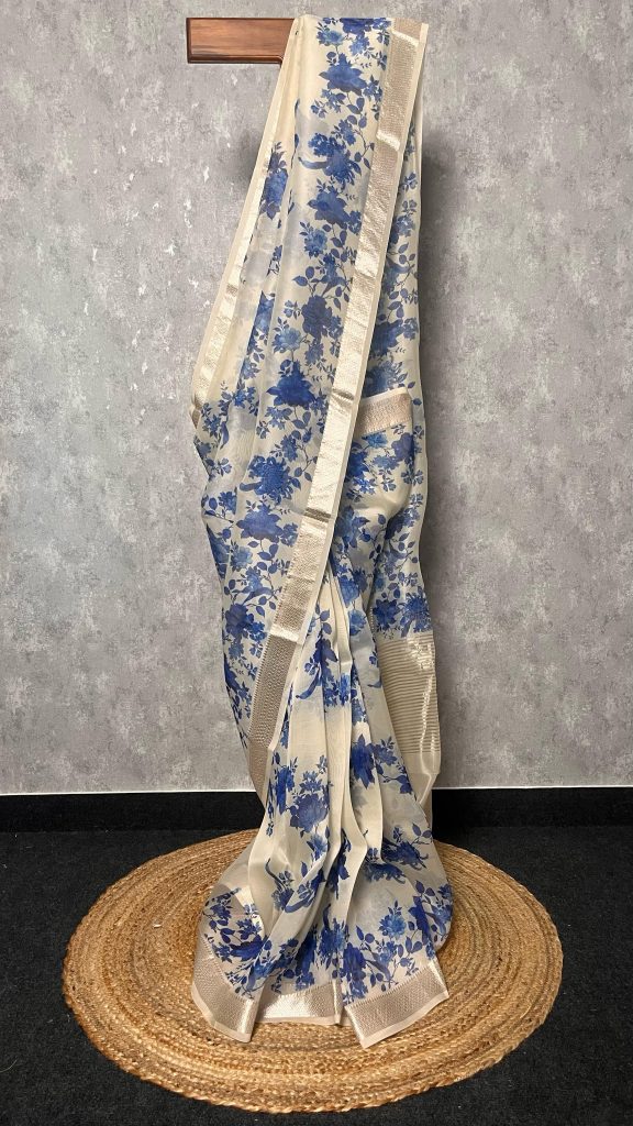 SILK ORGANZA PRINTED SAREE