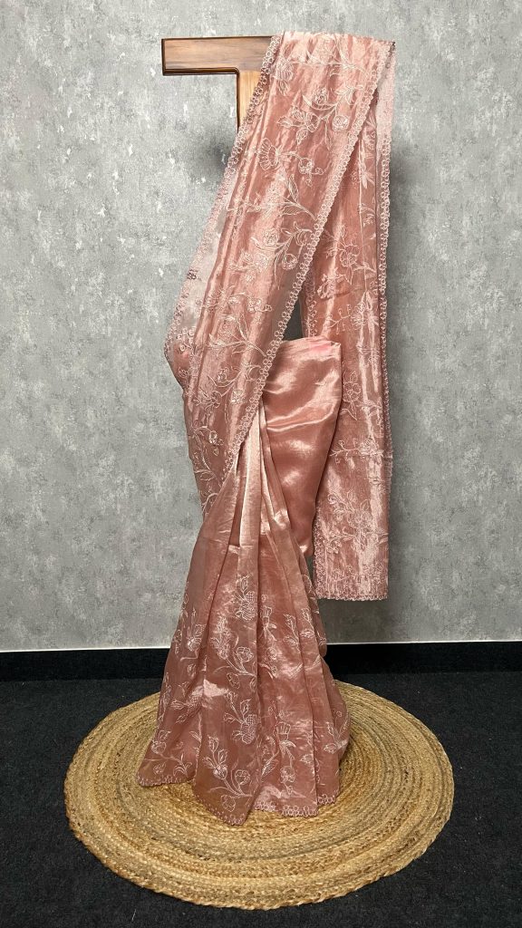 SILK TISSUE ORGANZA APPLIQUE SAREE