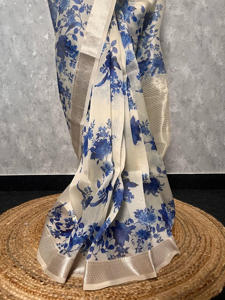 SILK ORGANZA PRINTED SAREE - Image 3