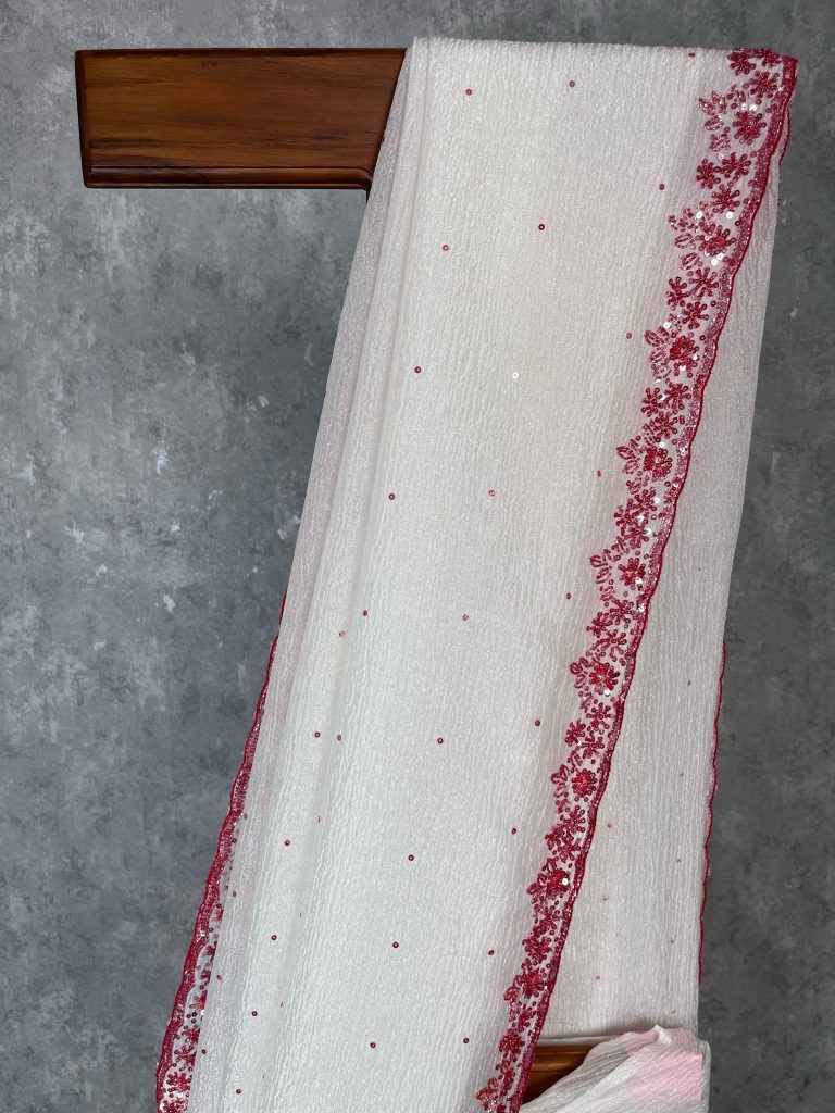 CRUSHED CREPE HAND EMBROIDERY SAREE - Image 3