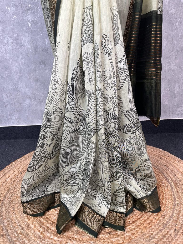 HAND BLOCK PRINTED CHANDERI SAREE - Image 3