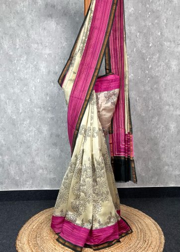 HAND BLOCK PRINT CHANDERI SAREE