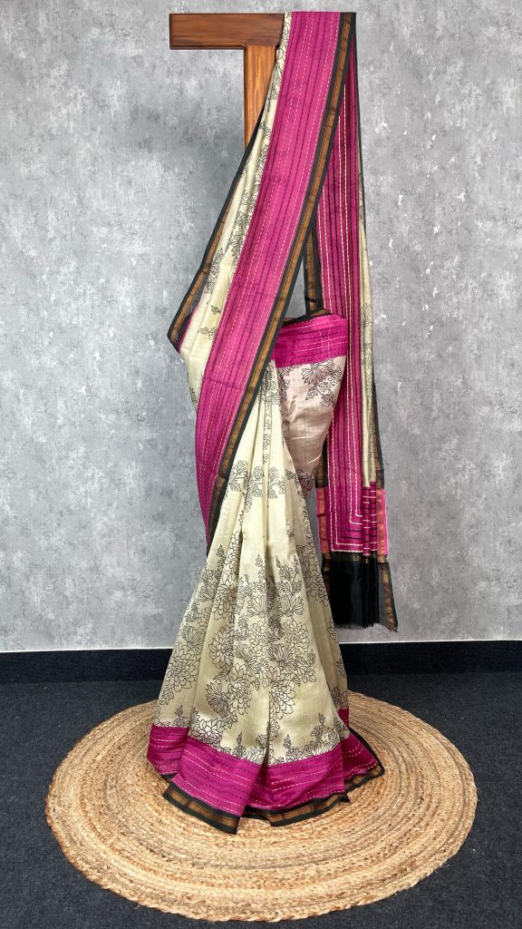 HAND BLOCK PRINT CHANDERI SAREE