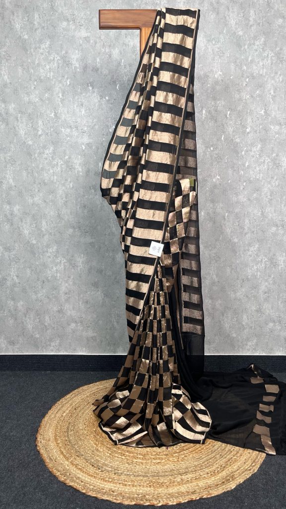 SILK GEORGETTE GOLD ZARI BANARASI SAREE