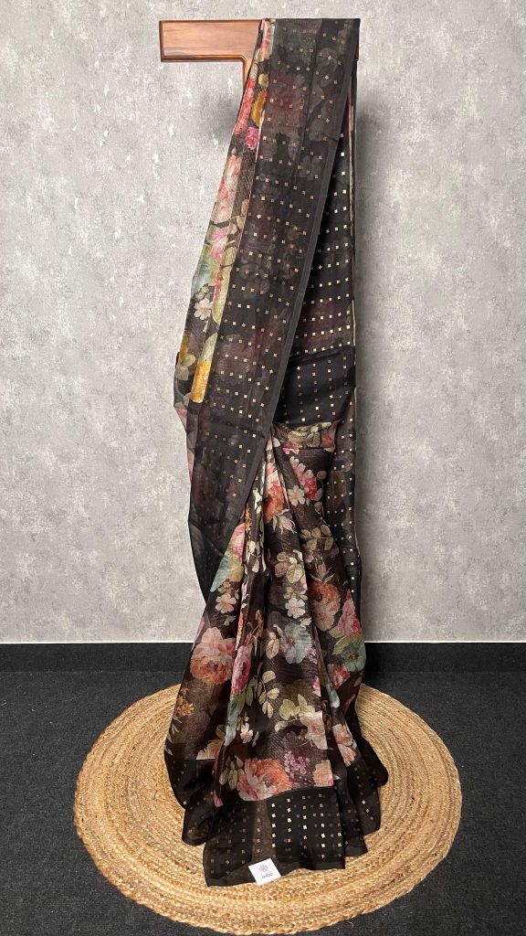 KORA MUSLIN PRINTED SAREE