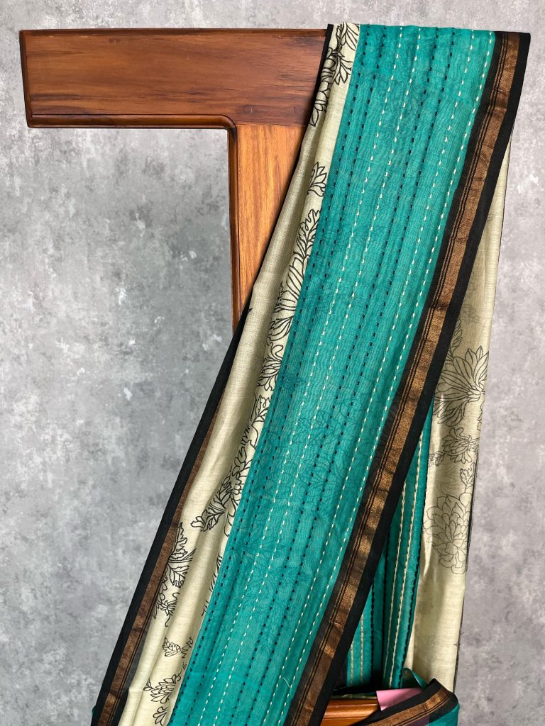 HAND BLOCK PRINT CHANDERI SAREE - Image 2