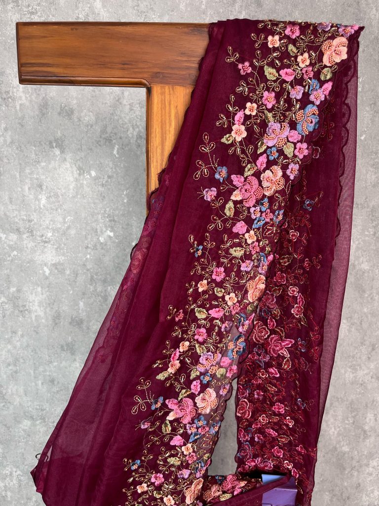 ORGANZA HAND EMBROIDERY SAREE - Image 2
