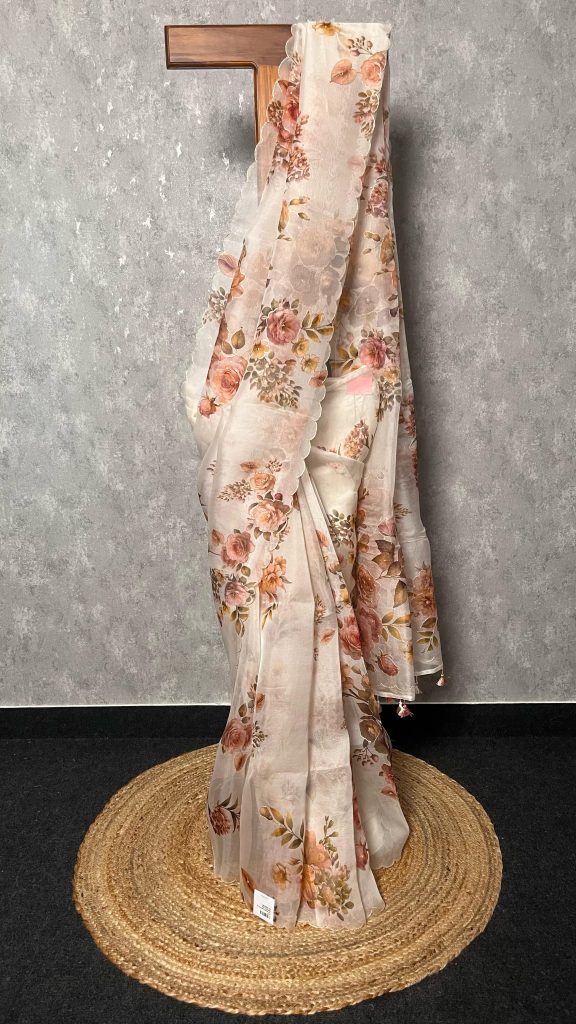 SILK ORGANZA EMBROIDERY SAREE