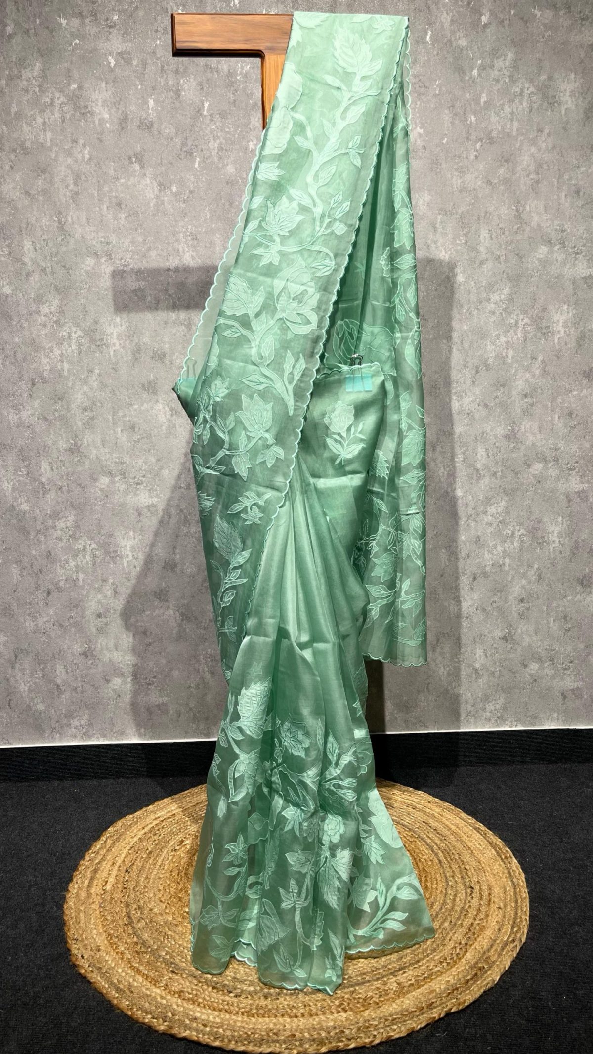 SILK ORGANZA APPLIQUE SAREE