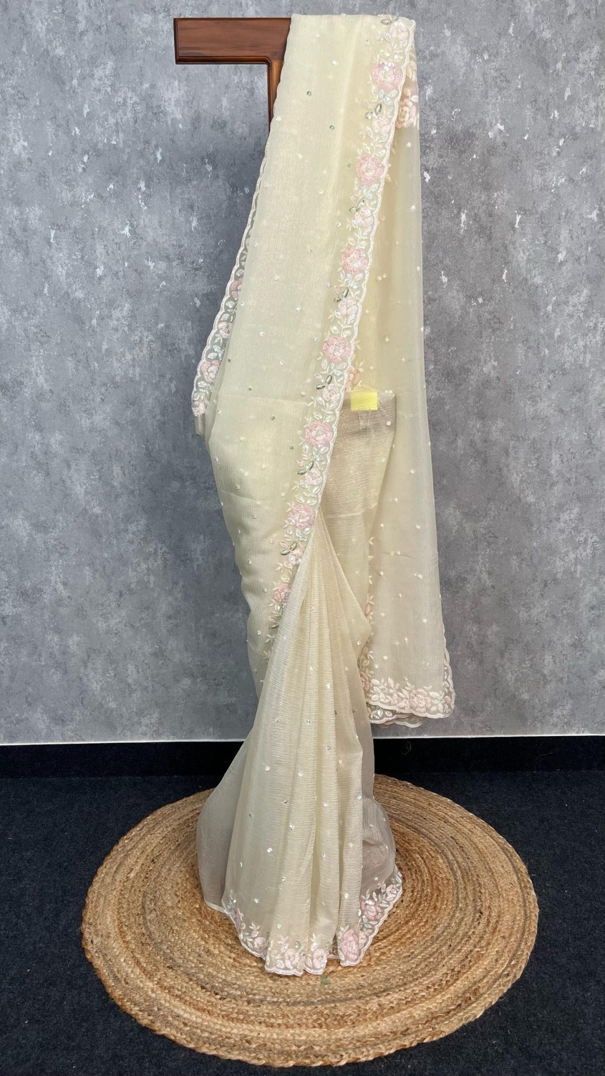 VISCOSE SILK ORGANZA EMBROIDERY SAREE