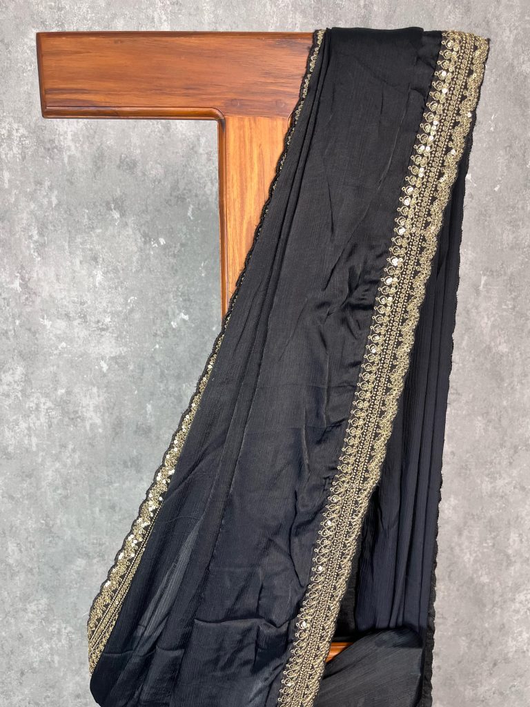 CREPE SILK EMBROIDERY SAREE - Image 2