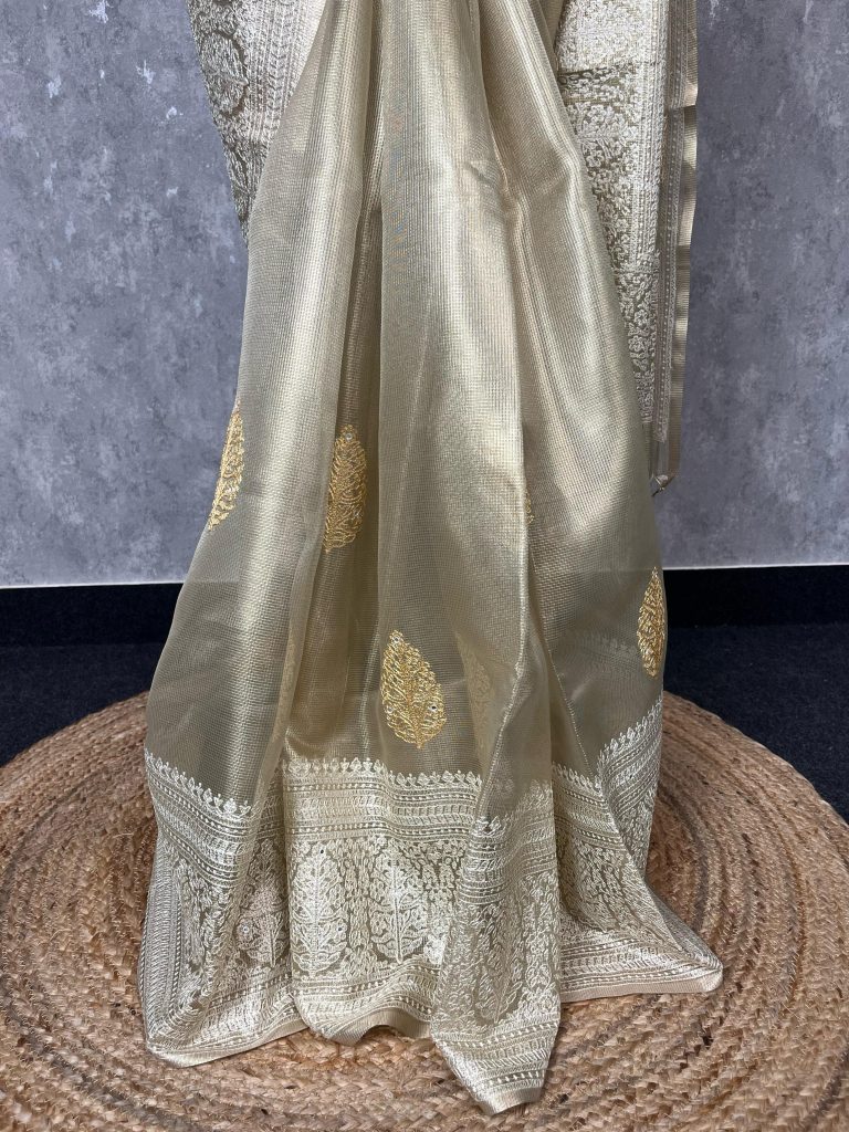 TISSUE EMBROIDERY SAREE - Image 3