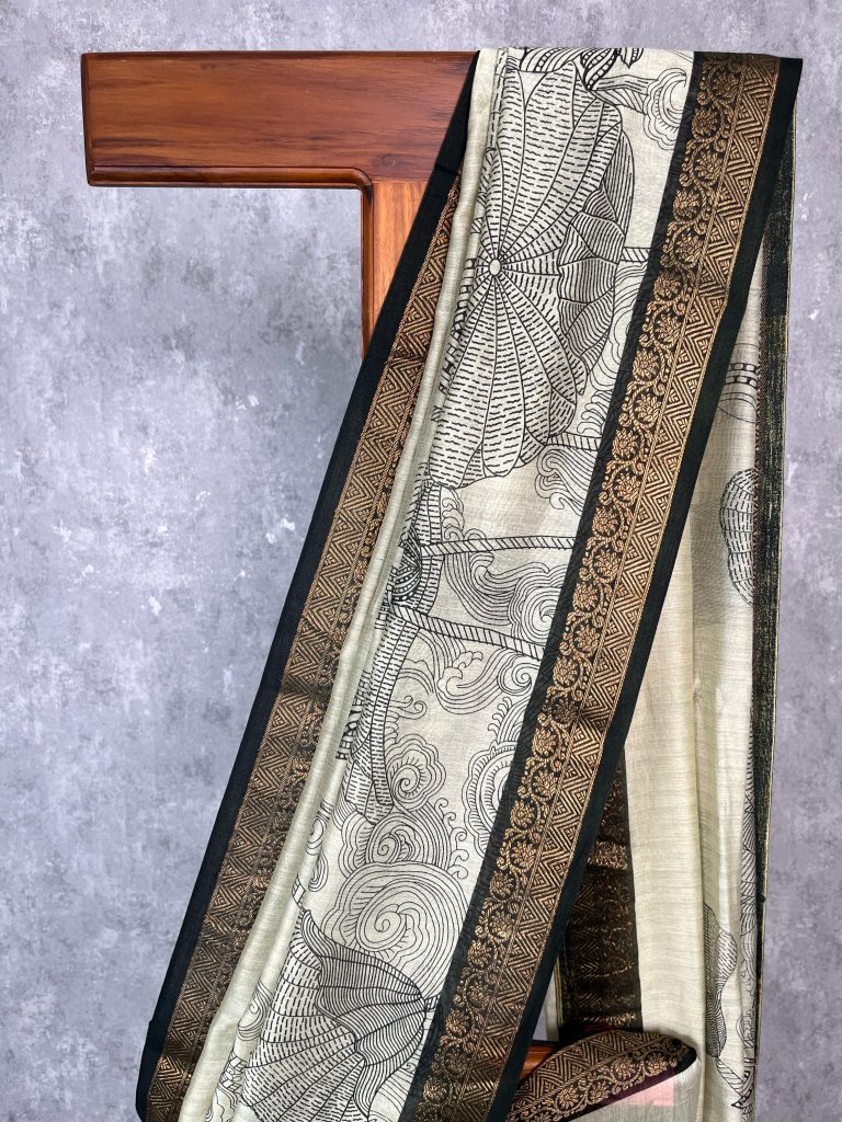 HAND BLOCK PRINTED CHANDERI SAREE - Image 2