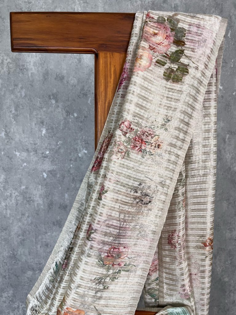 TISSUE SILK PRINTED SAREE - Image 2