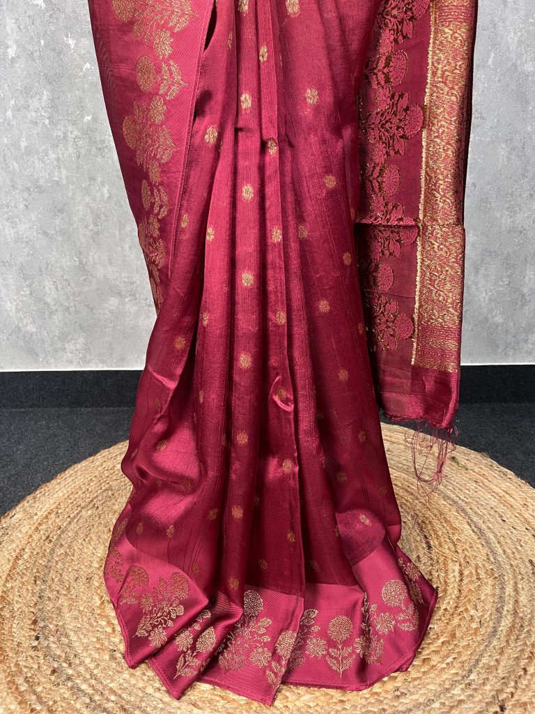 SEMI TUSSAR RAW SILK BANARASI SAREE - Image 3