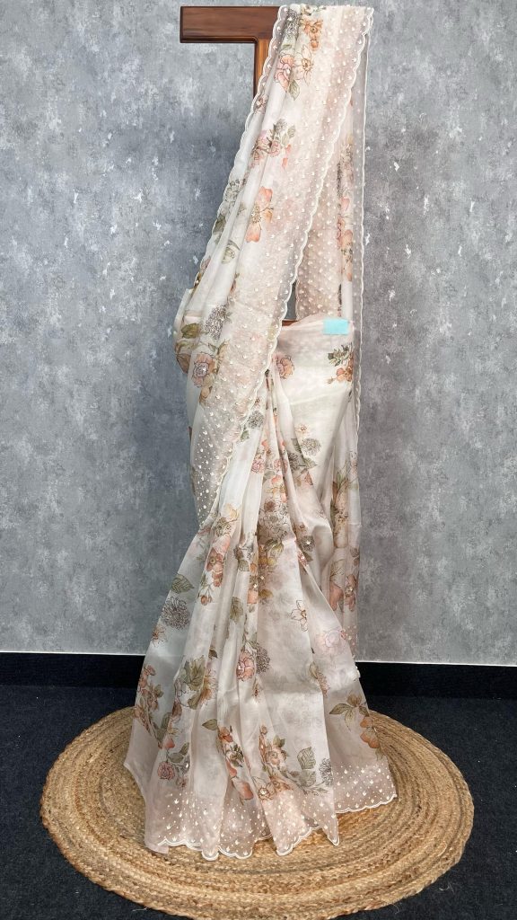 SILK ORGANZA EMBROIDERY SAREE