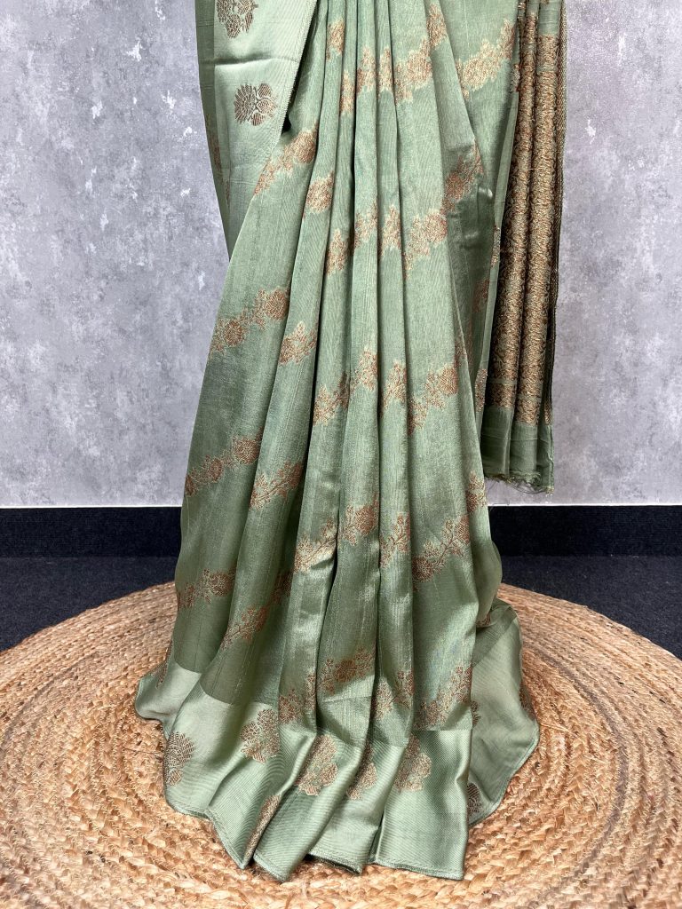 SEMI TUSSAR RAW SILK BANARASI SAREE - Image 2