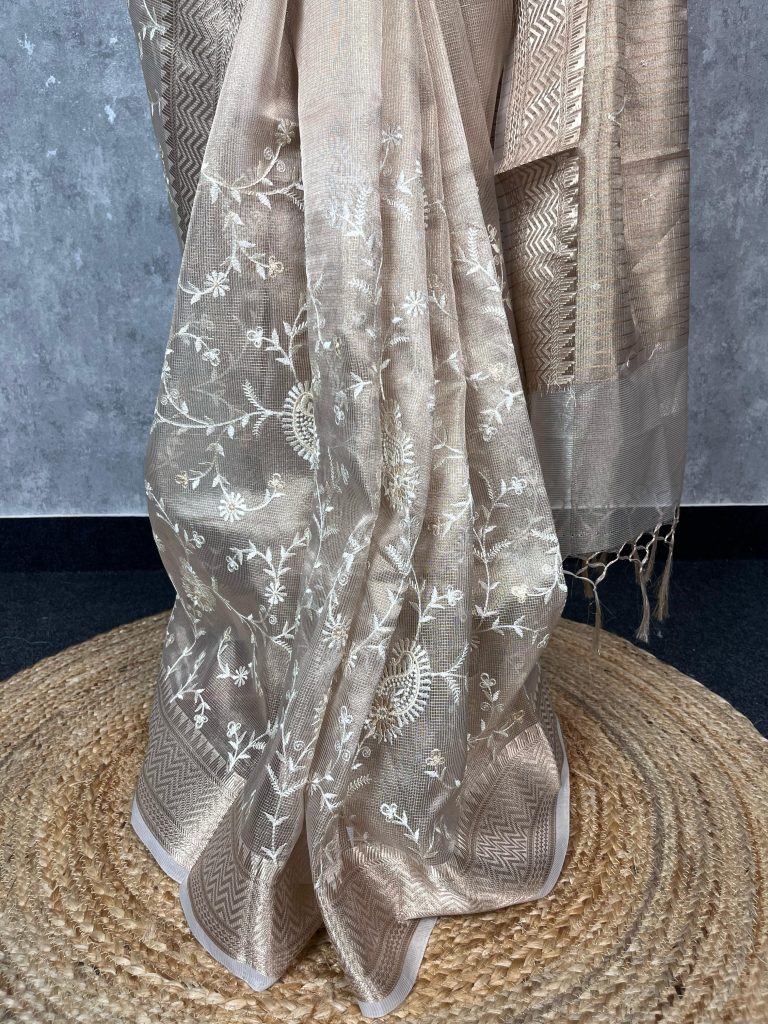 TISSUE KOTA EMBROIDERY SAREE - Image 3