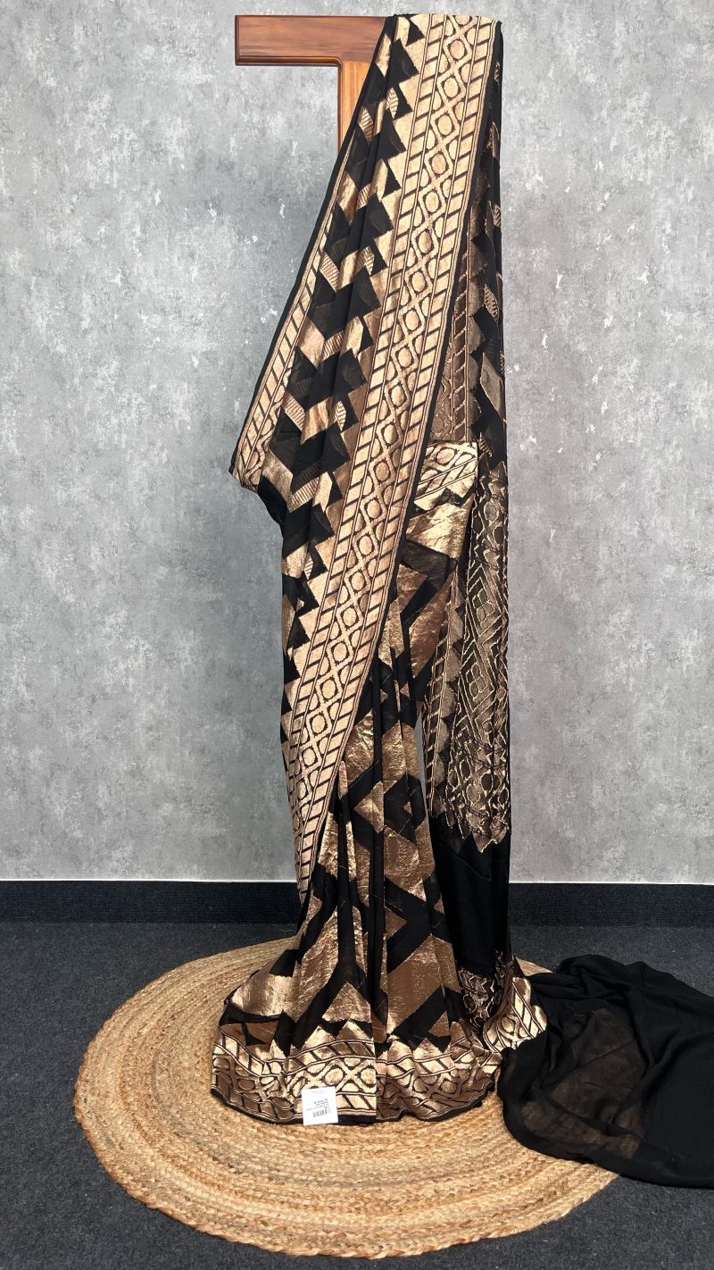 SILK GEORGETTE GOLD ZARI BANARASI SAREE