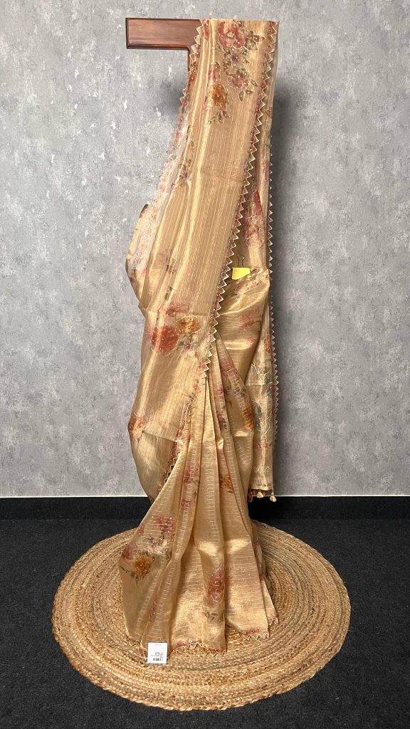TISSUE SILK ORGANZA EMBROIDERY SAREE
