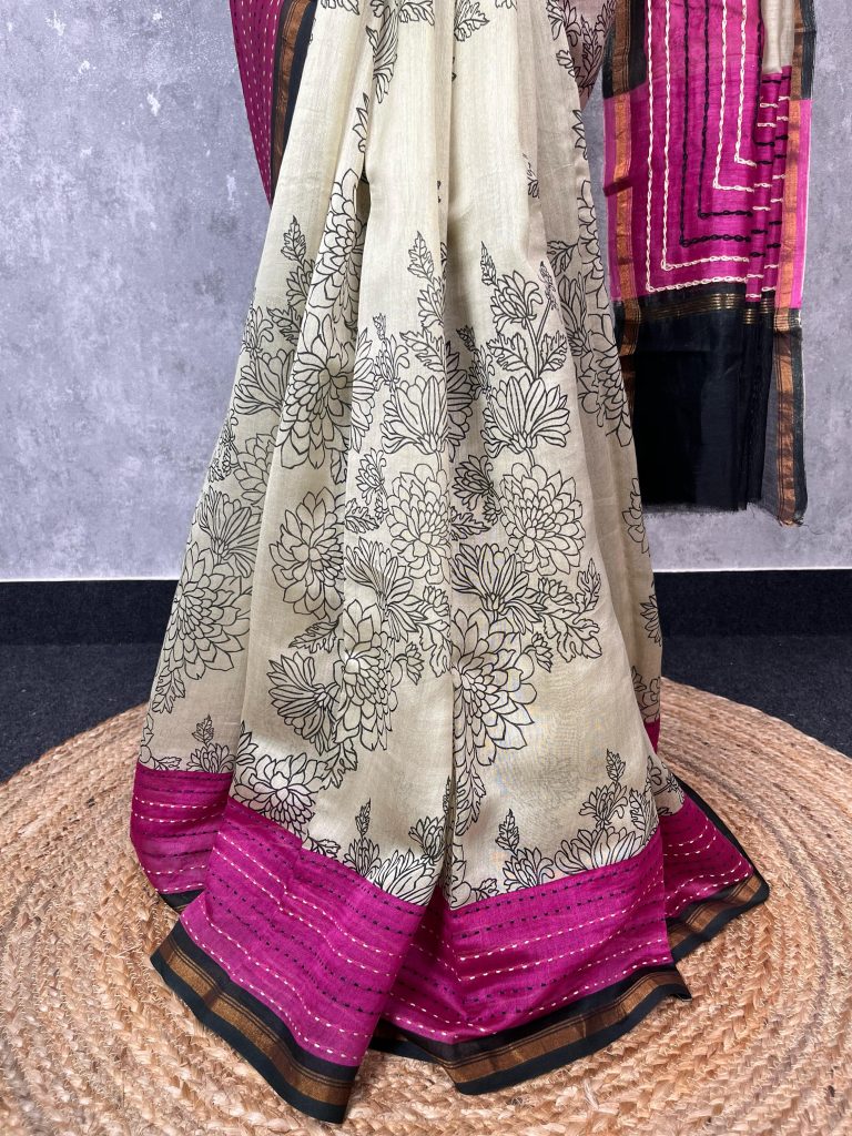 HAND BLOCK PRINT CHANDERI SAREE - Image 3