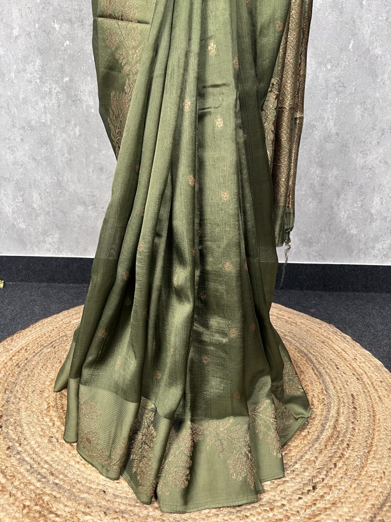 SEMI TUSSAR RAW SILK BANARASI SAREE - Image 3
