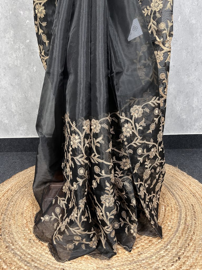 SEMI ORGANZA THREAD EMBROIDERY BANARASI SAREE - Image 2