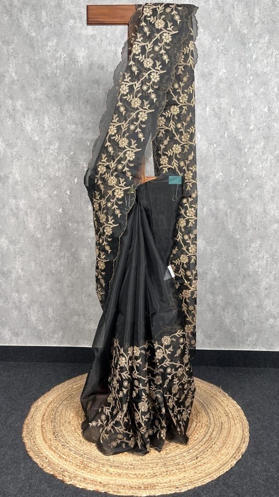 SEMI ORGANZA THREAD EMBROIDERY BANARASI SAREE