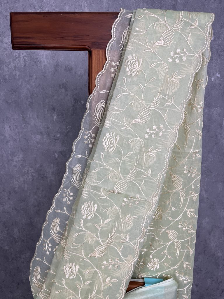 SEMI ORGANZA EMBROIDERY BANARASI SAREE - Image 3
