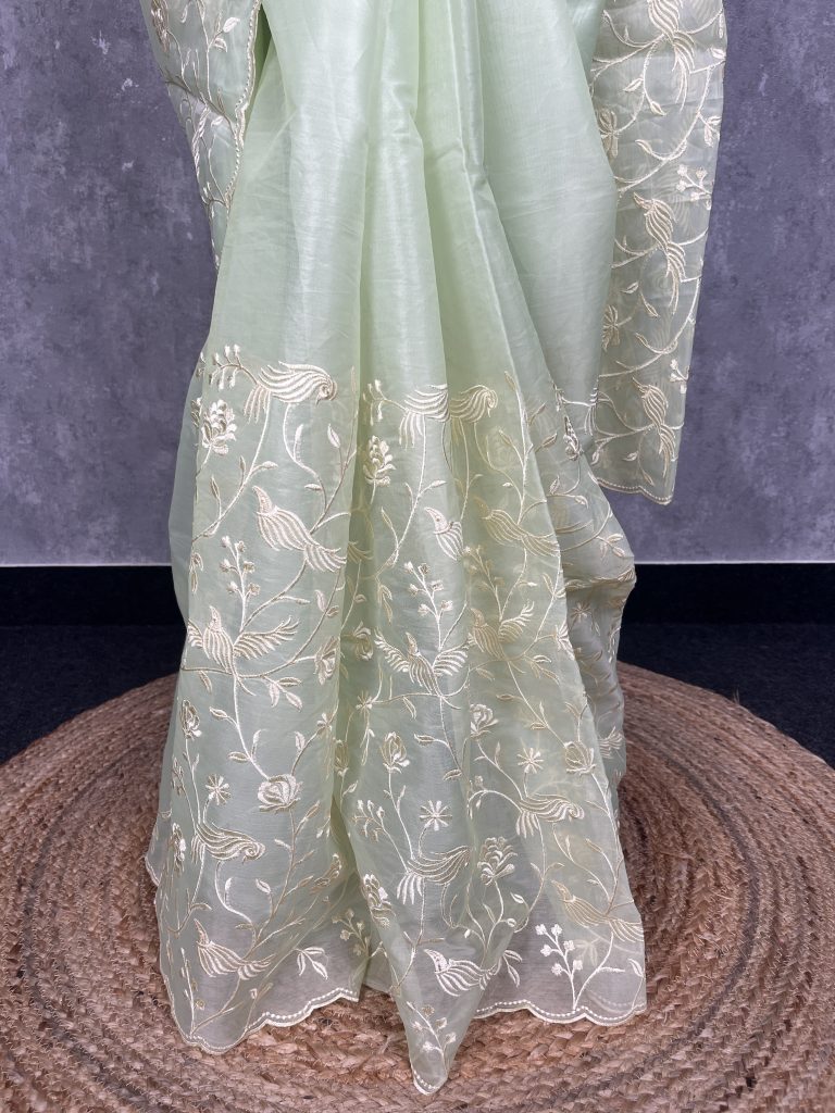 SEMI ORGANZA EMBROIDERY BANARASI SAREE - Image 2