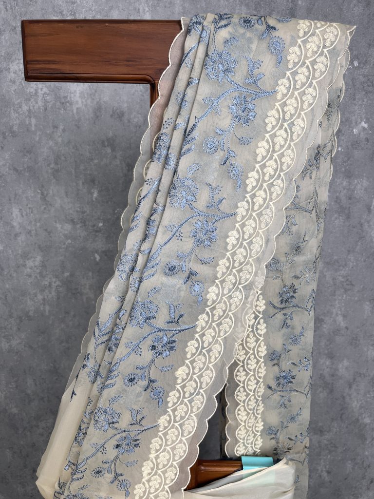 SEMI ORGANZA EMBROIDERY SAREE - Image 2