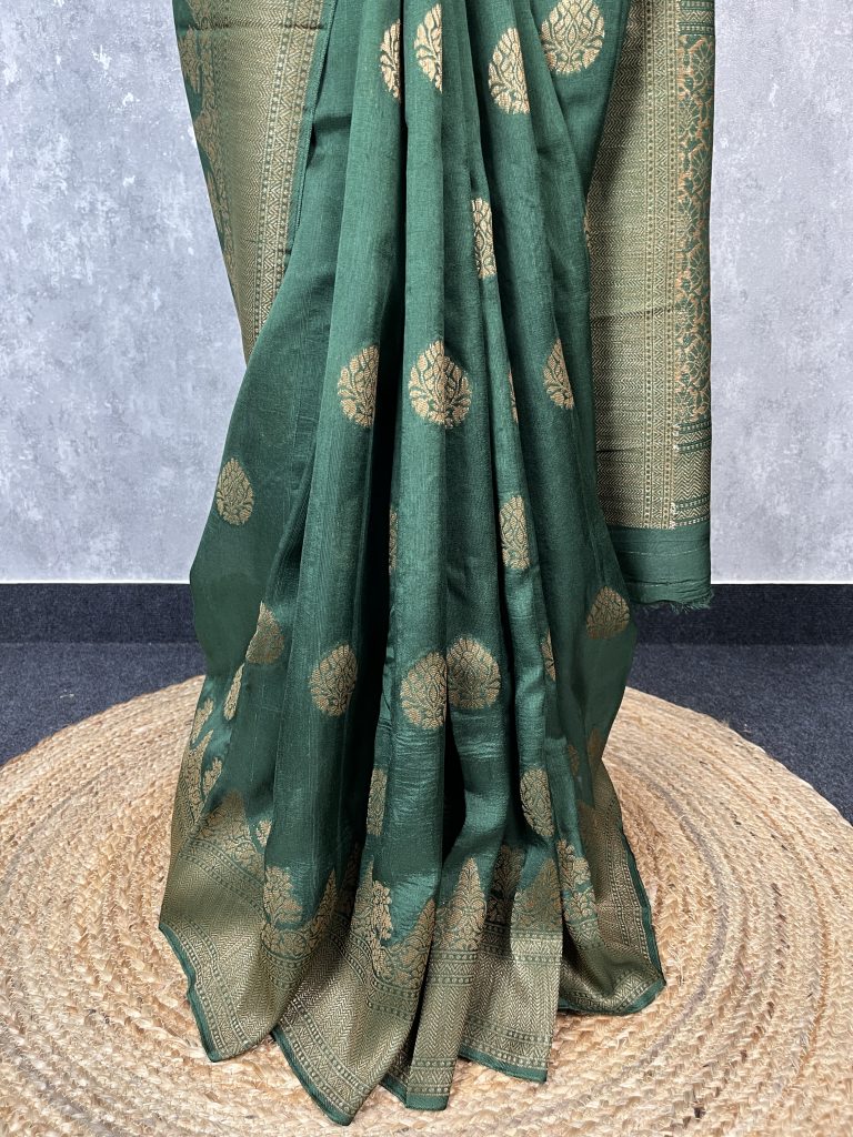 SEMI TUSSAR RAW SILK BANARASI SAREE - Image 2