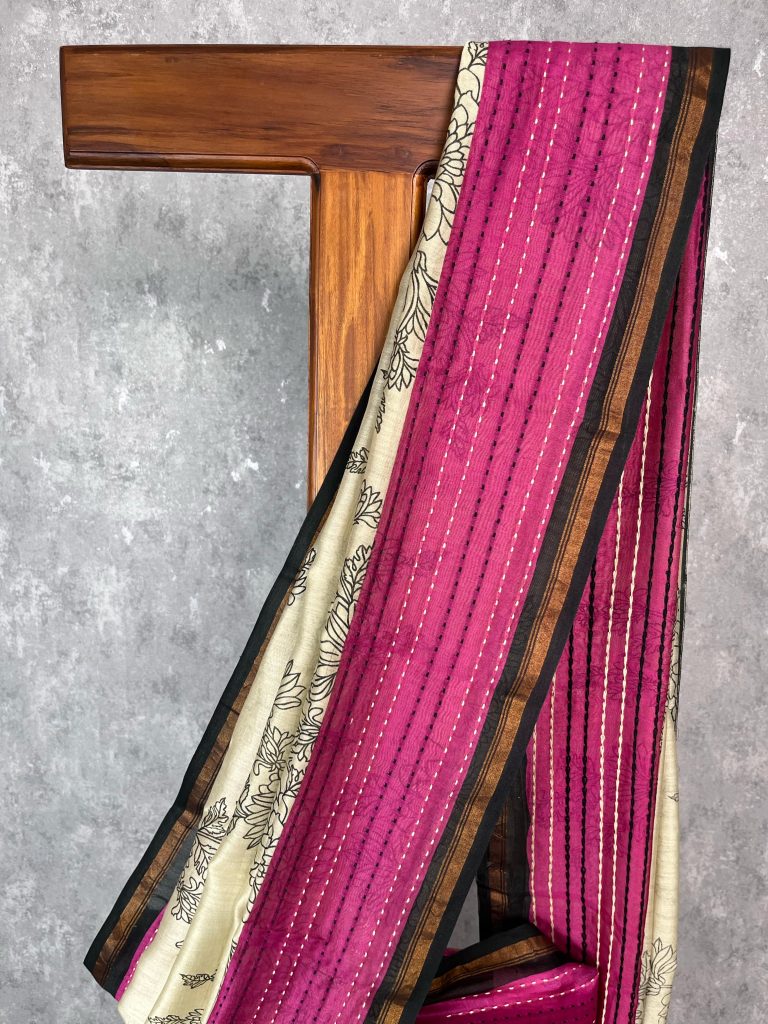 HAND BLOCK PRINT CHANDERI SAREE - Image 2