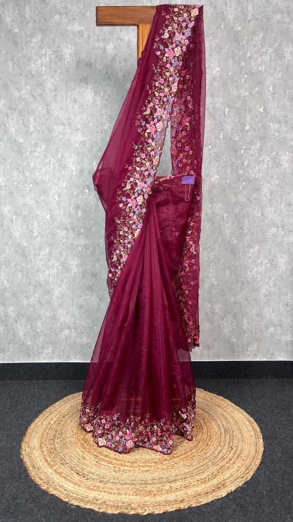 ORGANZA HAND EMBROIDERY SAREE