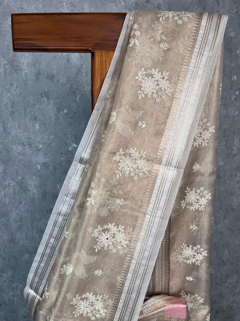 TISSUE KOTA EMBROIDERY SAREE - Image 2
