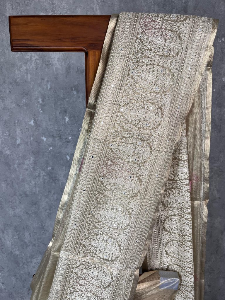 TISSUE EMBROIDERY SAREE - Image 2