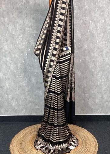 SILK GEORGETTE GOLD ZARI BANARASI SAREE