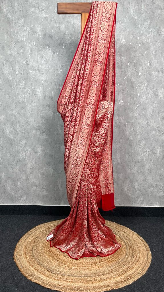 SILK GEORGETTE GOLD ZARI BANARASI SAREE
