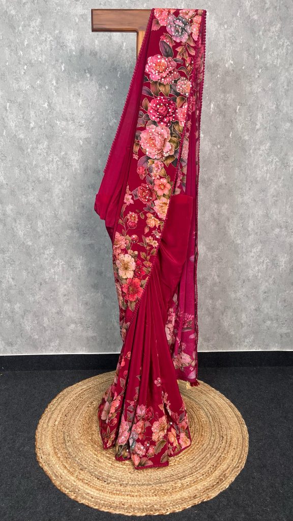 CREPE SILK EMBROIDERY SAREE