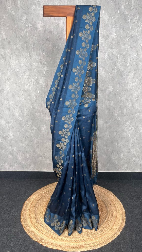 SEMI TUSSAR RAW SILK BANARASI SAREE