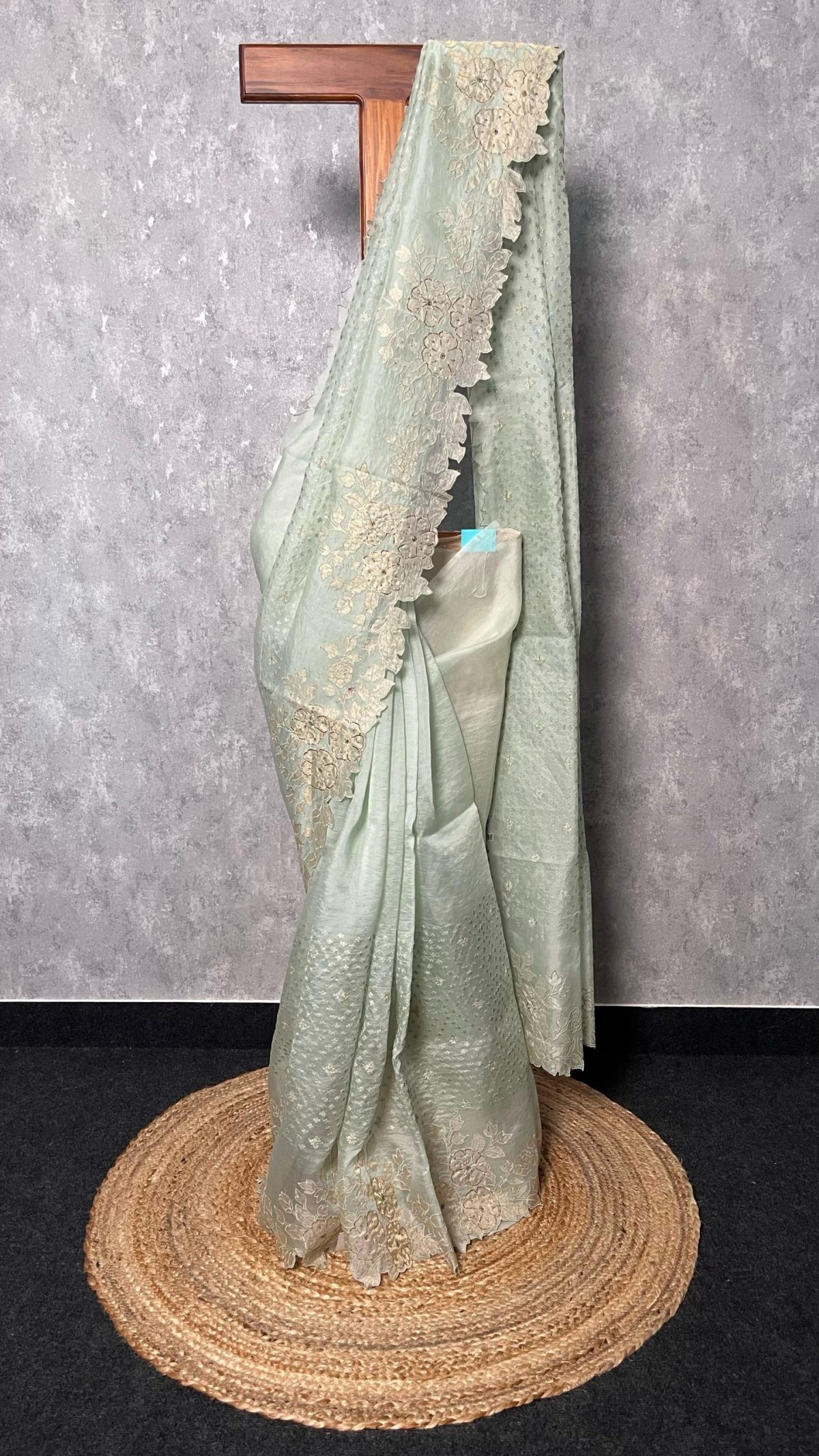 SILK ORGANZA APPLIQUE SAREE
