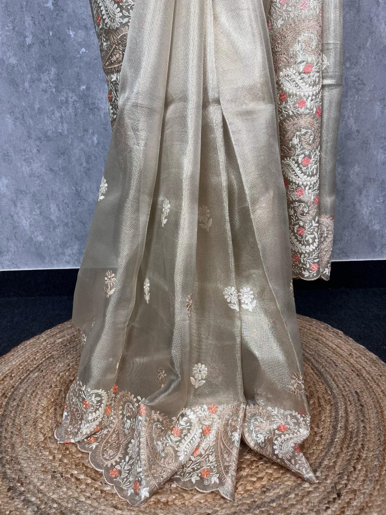 TISSUE KOTA EMBROIDERY SAREE - Image 3