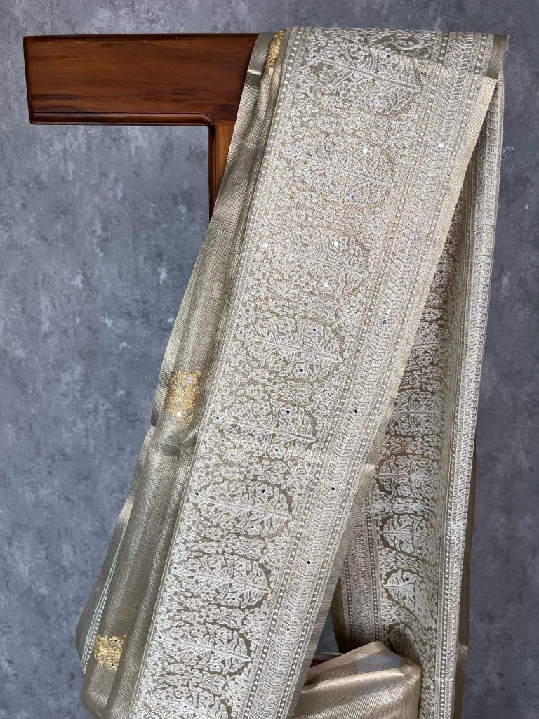 TISSUE EMBROIDERY SAREE - Image 2