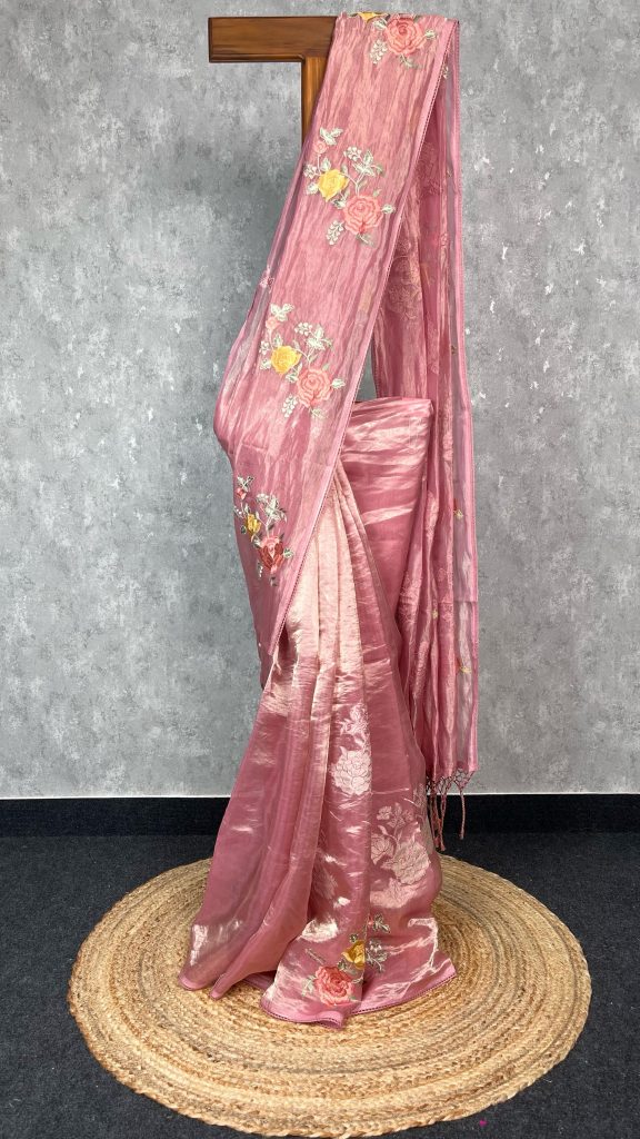 TISSUE SILK ORGANZA EMBROIDERY SAREE
