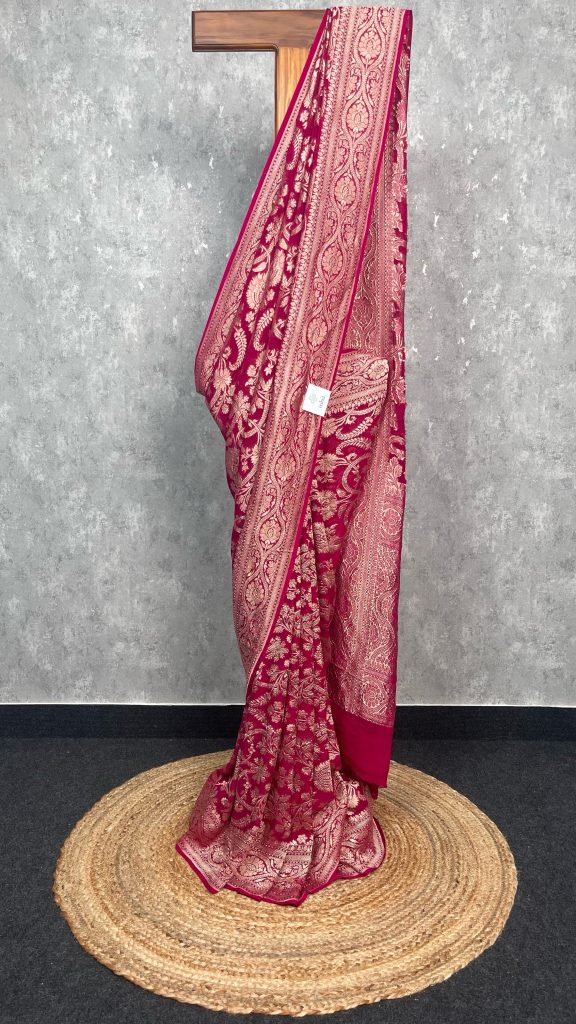 SILK GEORGETTE GOLD ZARI BANARASI SAREE