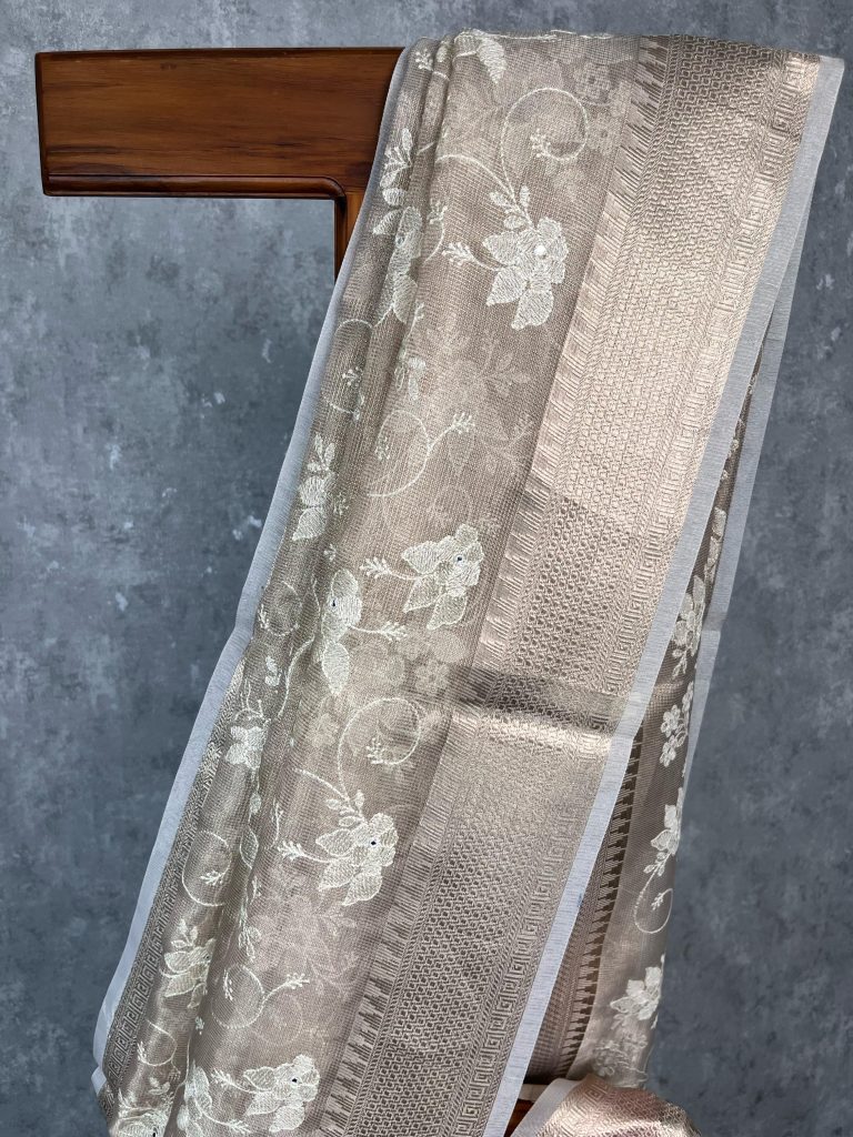 TISSUE KOTA EMBROIDERY SAREE - Image 2